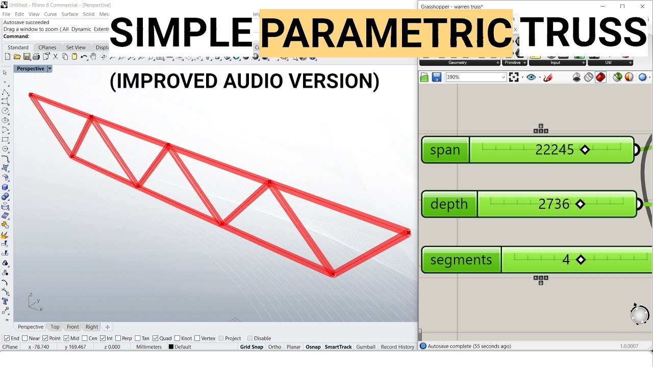 Tutorial: Simple Parametric Truss (IMPROVED AUDIO VERSION) with grasshopper for Structural Engineers