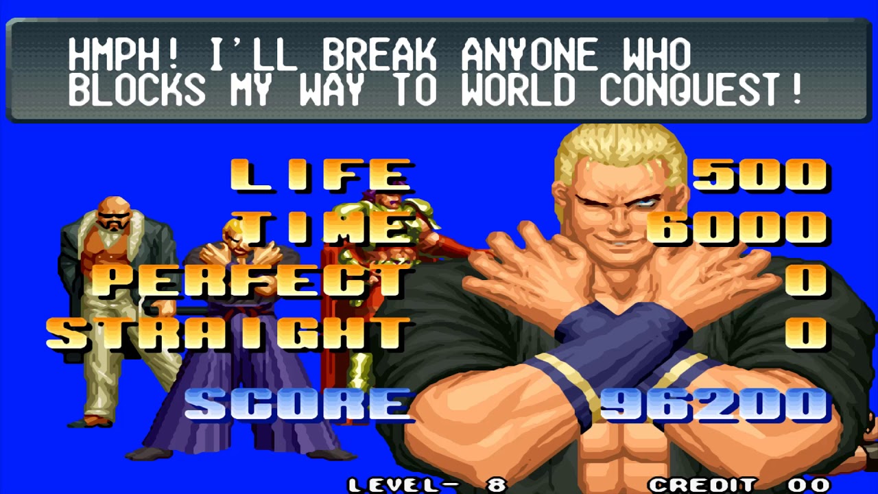 The King of Fighters '96 (1CC Level 8) - BOSS TEAM Geese, Krauser, Mr  Big Playthrough