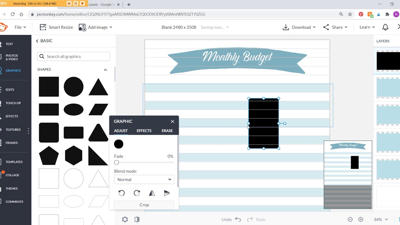 How to make a printable using PicMonkey (step by step tutorial) - monthly budget tracker