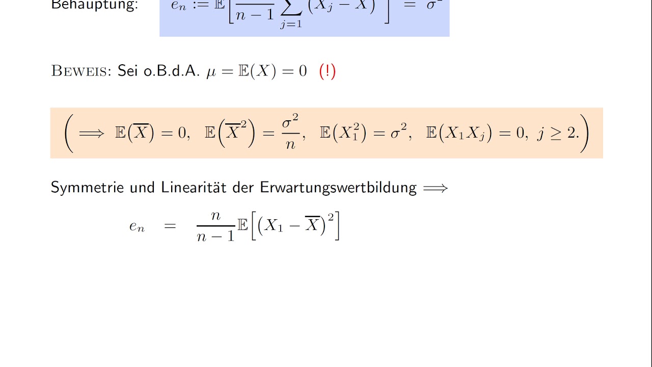 Varianz-Schätzung: Konzepte und zugehörige Vorfaktoren
