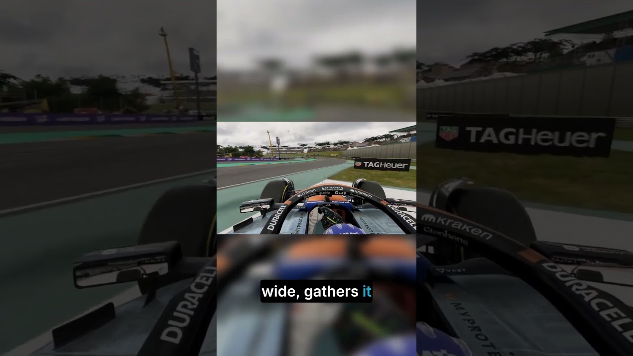 Торможение Албона на первом повороте 