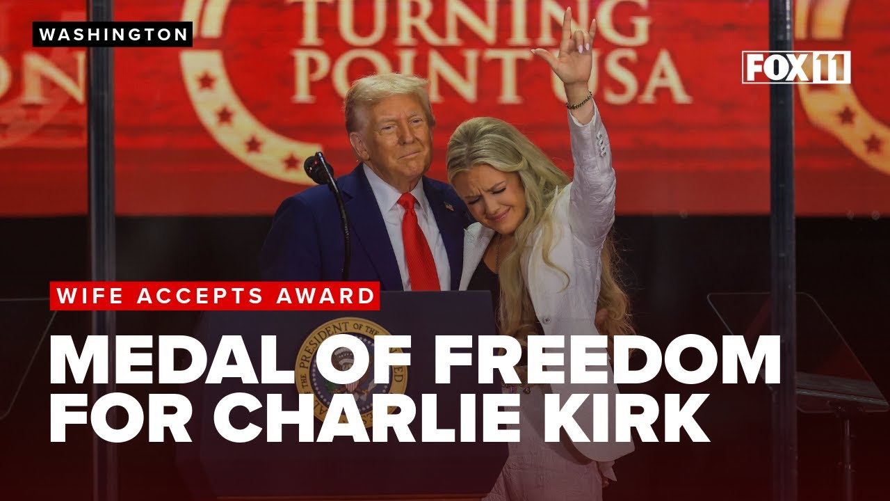 Trump awards posthumous Medal of Freedom to Charlie Kirk on his birthday; Erika Kirk accepts award