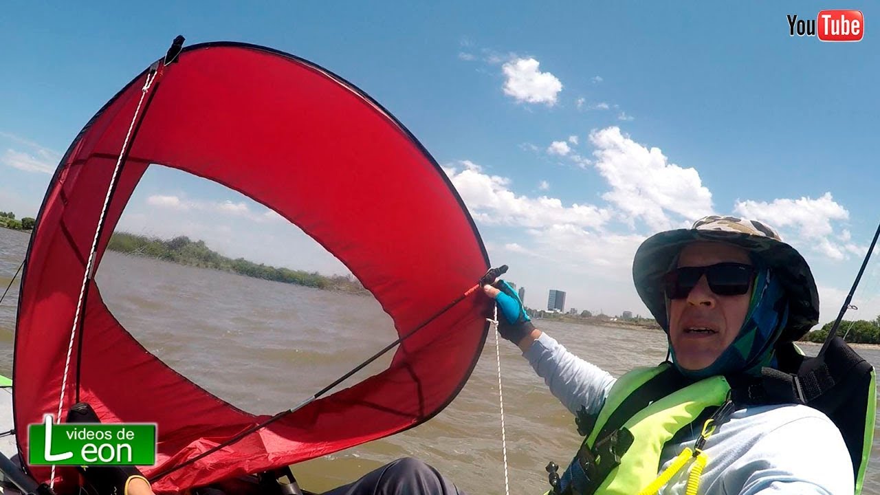 Probando KAYAK con VELAS modernizada ⛵ WindPaddle kayak sails Sailing Kayak