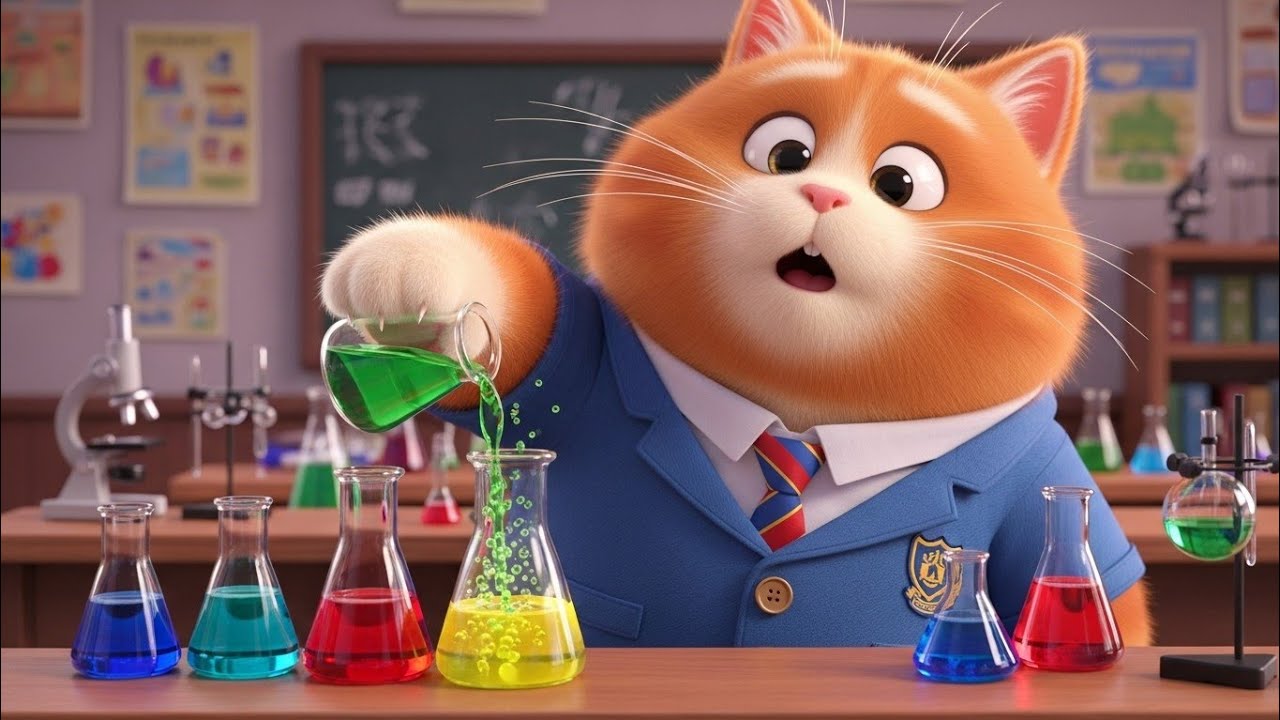 Chubby Cat’s First Day at School 🐱🎒📚 | Fun Kids Cartoon