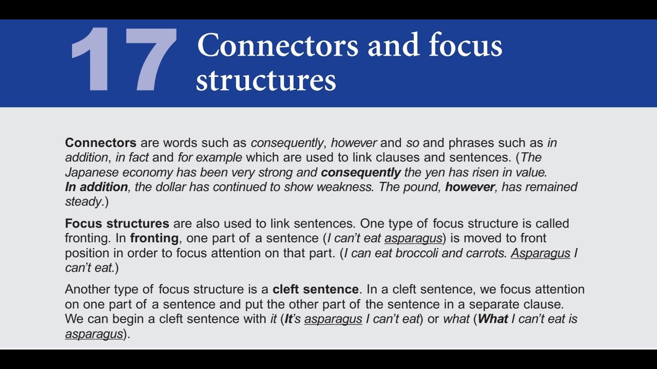 Advanced Oxford Practice Grammar - Ch 17 - Connectors and Focus Structures