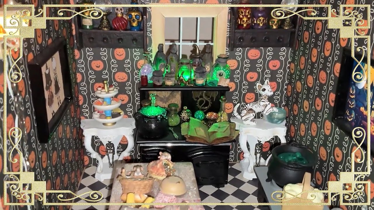 UPDATE: 1:12 Scale Spooky Halloween Haunted Dollhouse Miniature Tour