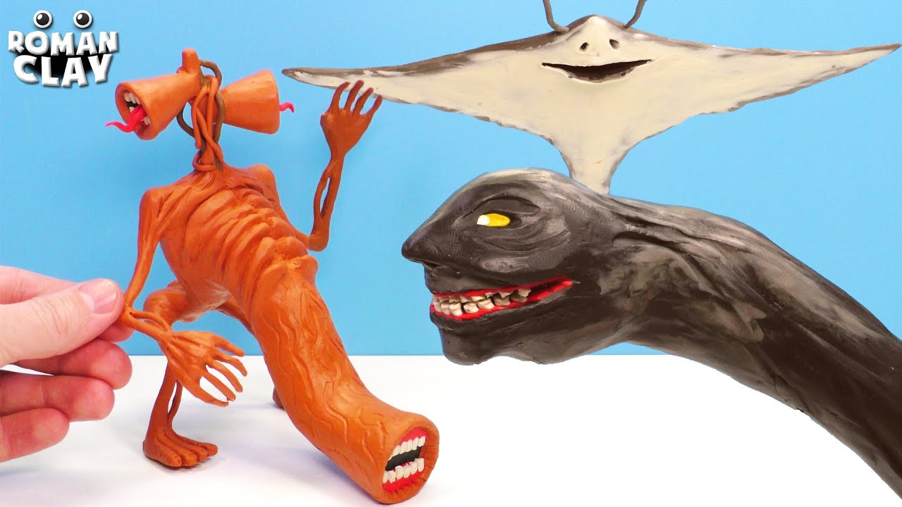 The Extra Slide Siren Head, Highway Worm and Manta with Clay | Trevor Henderson Creature