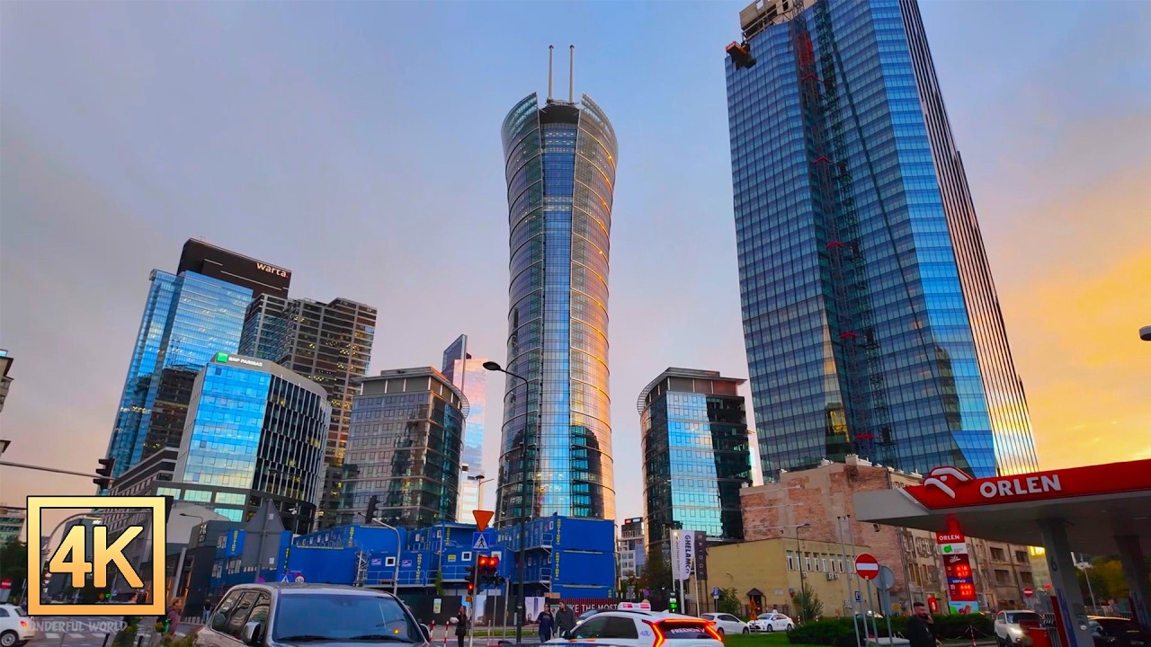 WARSAW 🇵🇱 THE MOST BEAUTIFUL TIME ⛅ Golden Hour ⛅ Pink Sunset | Poland Walking Tour 4K HDR 60FPS