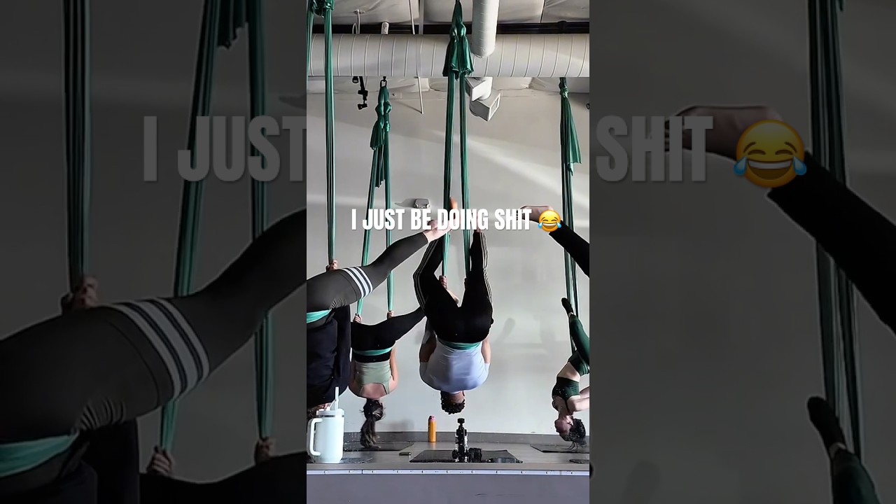 Men can do Aerial yoga too! 🤷🏽&zwj;♂️😭🧘🏽&zwj;♂️