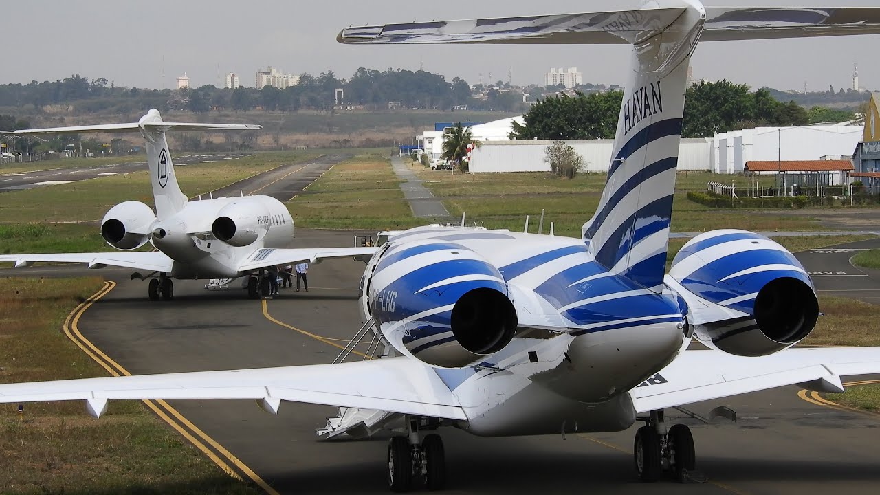JATO GIGANTE DO BILIONÁRIO LUCIANO HANG (HAVAN) TAXI E DECOLAGEM EM CAMPINAS AEROPORTO DOS AMARAIS