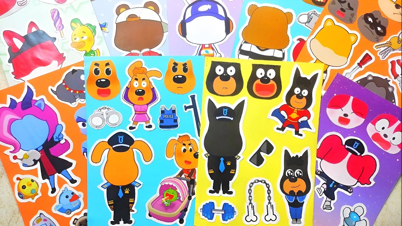 🐶 sheriff labrador sticker toy / sheriff labrador cartoon | Đồ Chơi nhãn dán phim cảnh sát Labrador