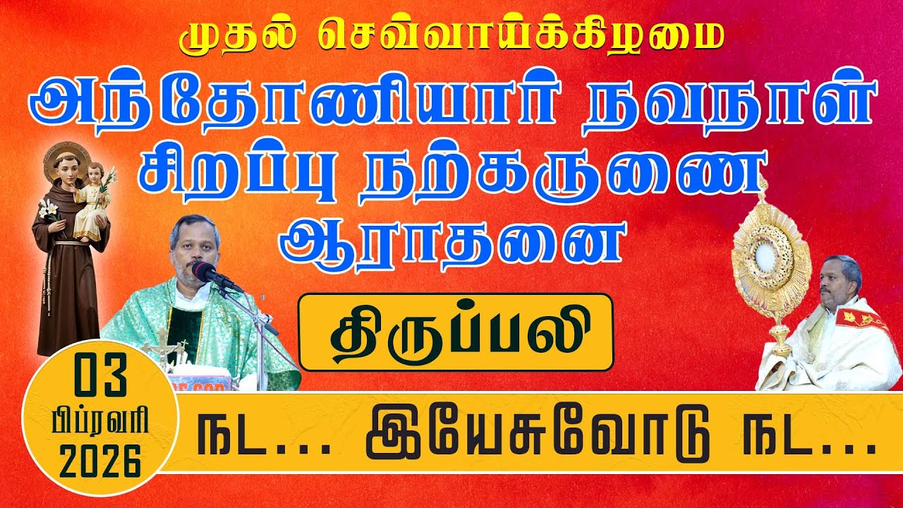 முதல் செவ்வாய்க்கிழமை அந்தோணியார் நவநாள் | நற்கருணை ஆராதனை | திருப்பலி | 03.02.2026 | Fr. Melchior