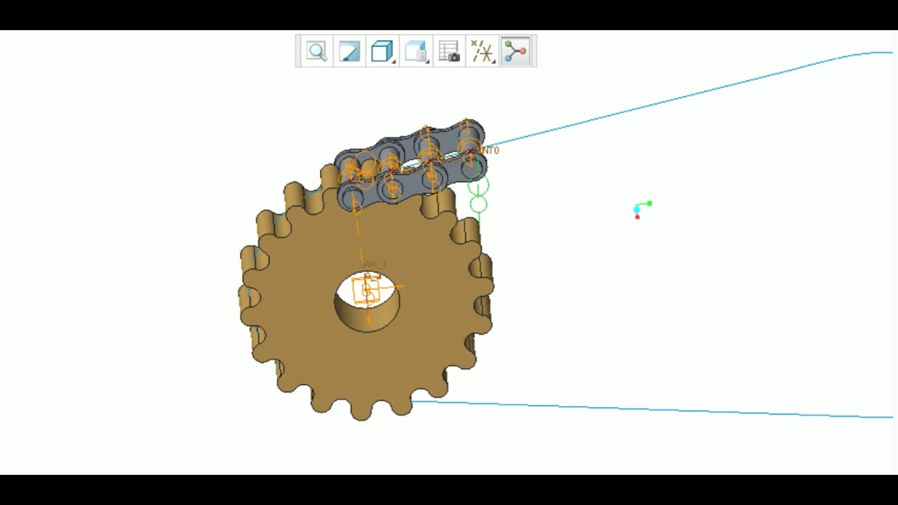 PTC Creo (Pro E) 3D Contacts Create Sprocket-Chain mechanism animation(スプロケット－チェーンのアニメーション)