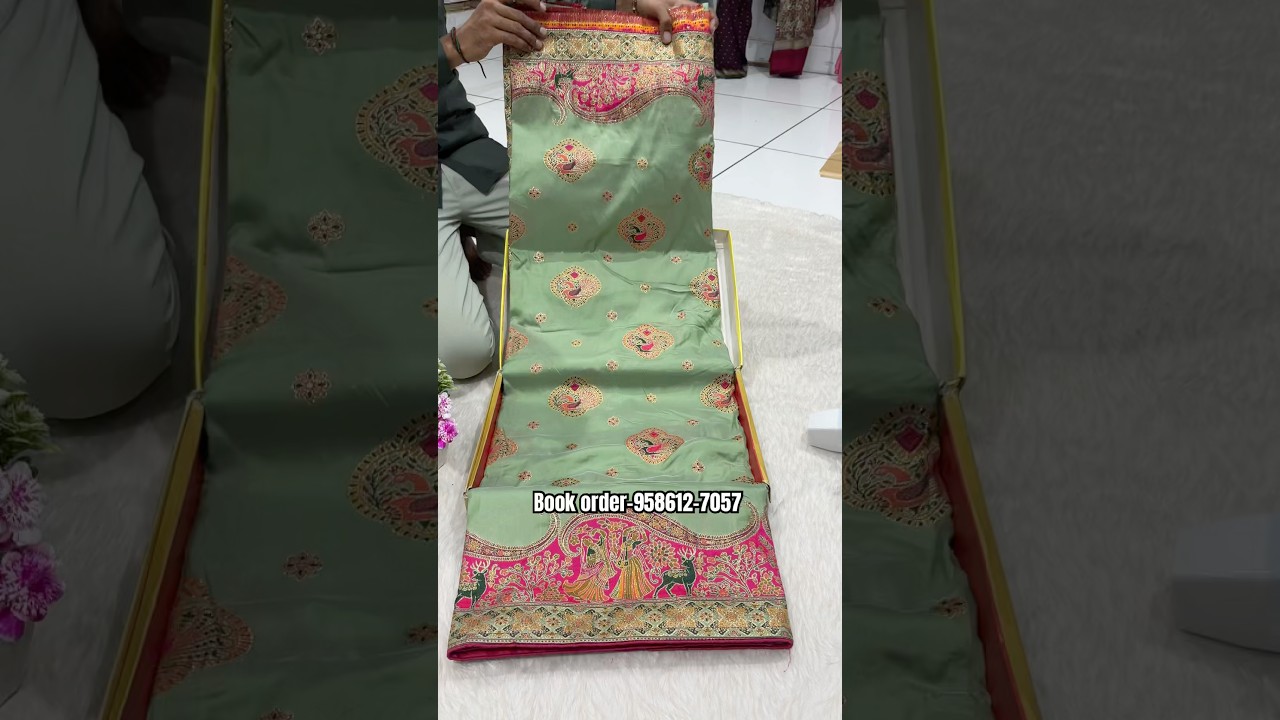 A very beautiful pure pasmina silk green colour Sarees #shorts #viral #trending #new #fashion