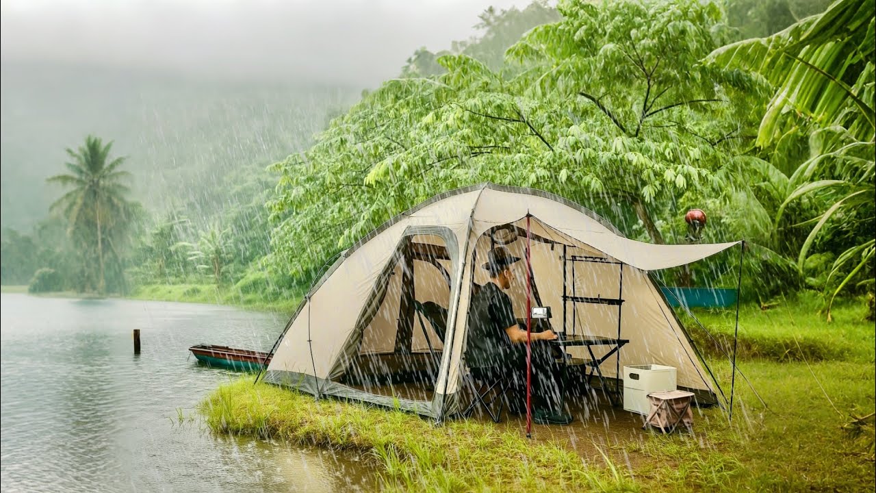 ⛈️ EXCEEDED MY EXPECTATIONS‼️ CAMPING IN THE MIDDLE OF A HUGE RAIN AND WIND STORM