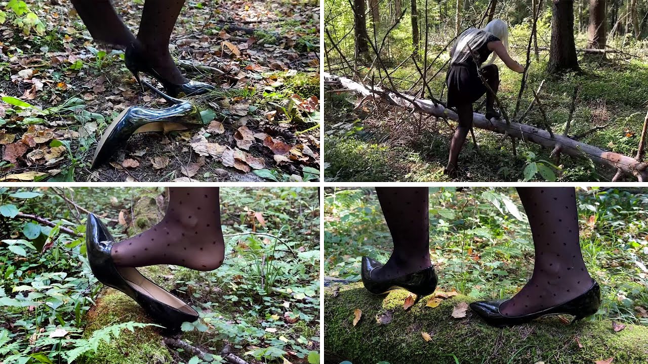 Kate in Stiletto High Heels in the forest, high heels sinking in ground, high heels losing (# 1477)