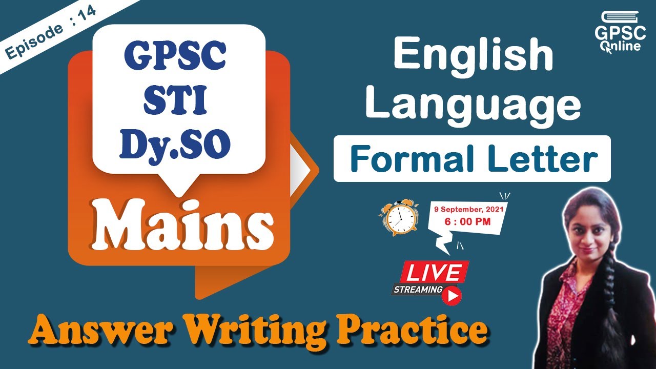 Formal Letter | English Language Answer Writing Practice | GPSC | STI | Dy.SO | Mains Exam