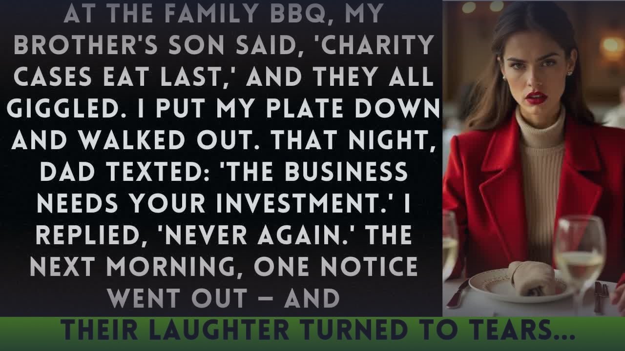 At The Family BBQ, My Brother's Son Said, 'Charity Cases Eat Last,' And They All Giggled...