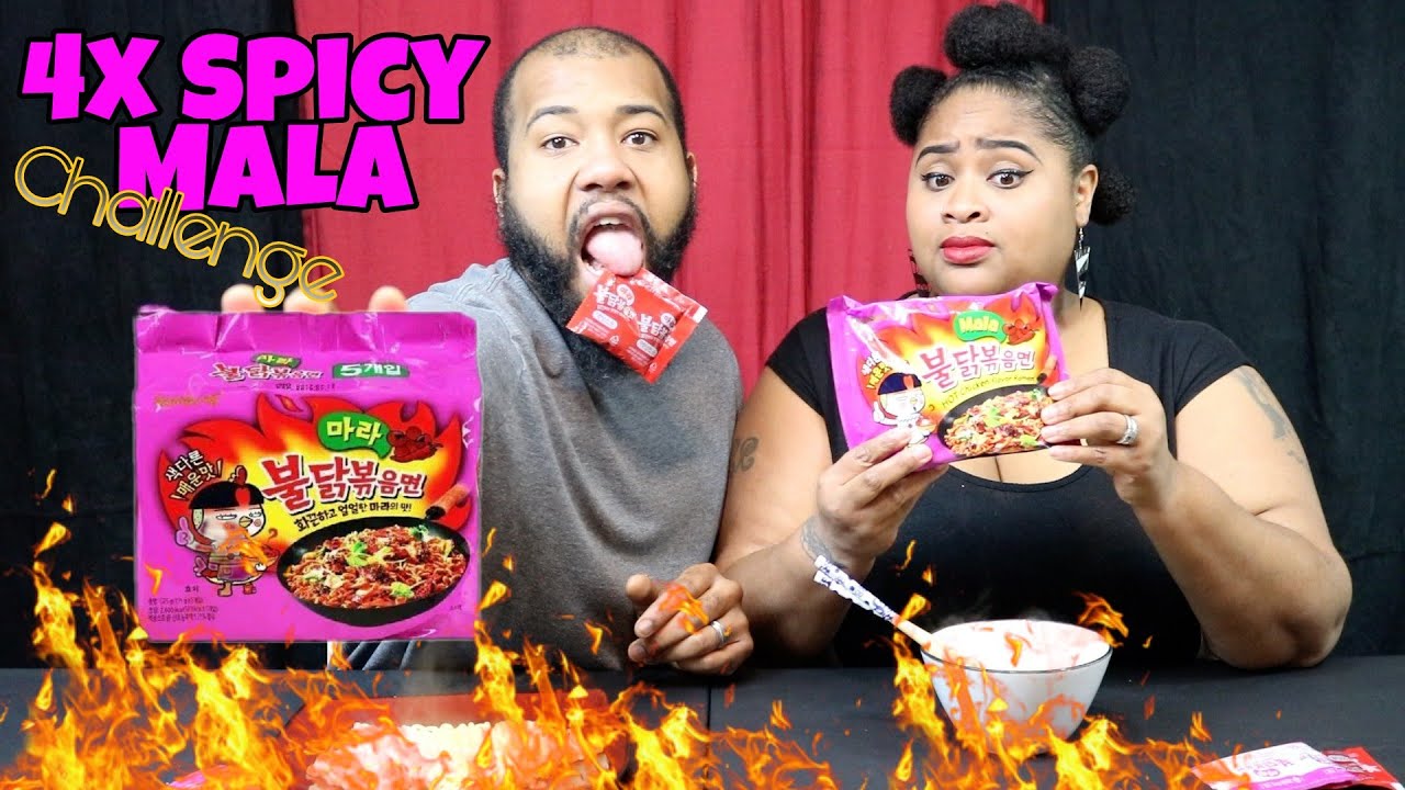 4X Spicy Mala Fire Noodle Challenge!