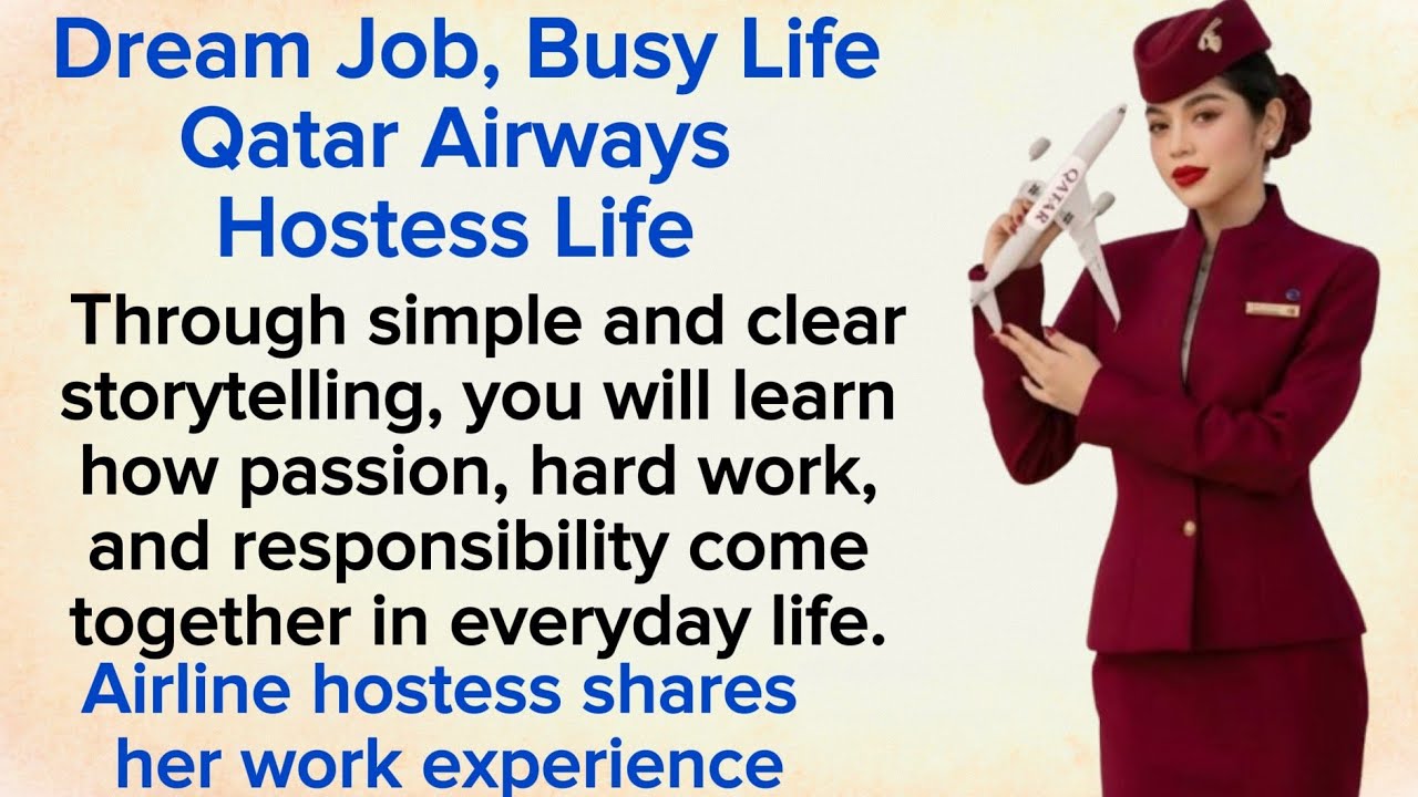 Dream Job, Busy Life | Qatar Airways Hostess Life English Story ⭐ Level 3 Storytelling ✅