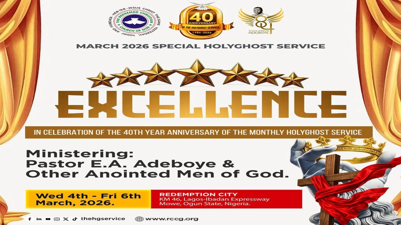 SERVICE SPÉCIAL DU SAINT-ESPRIT RCCG MARS 2026 || EXCELLENCE || SERVICE DE GRATITUDE