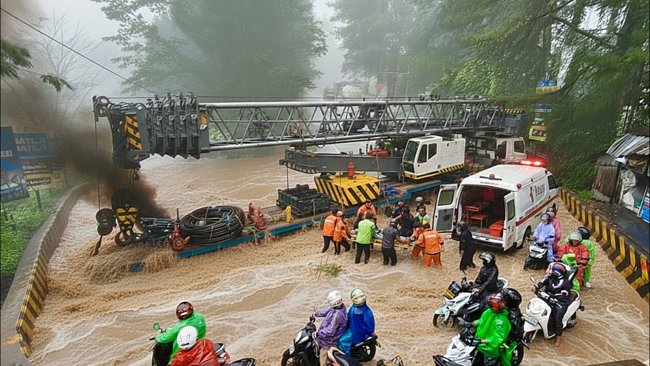 CUACA MEMBURUK !!! Drama Terparah Sopir Truk Asal Jepang Menderita Total Di Tikungan Banjir & Licin