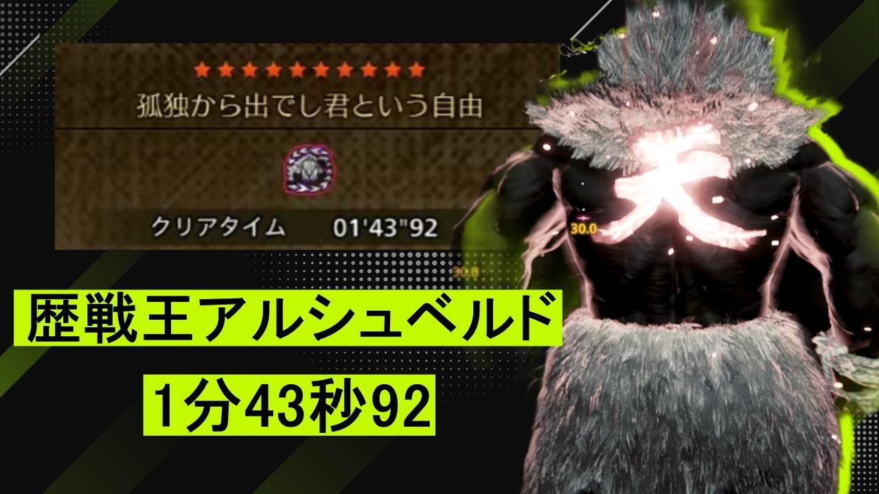 歴戦王アルシュベルド 1分43秒 孤独から出でし君という自由 火事場ライトボウガン チェイスリロード クイックリロード 滅龍弾 モンハンワイルズ MHWs