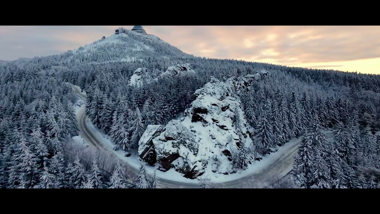 Ješted mountain in winter drone footage