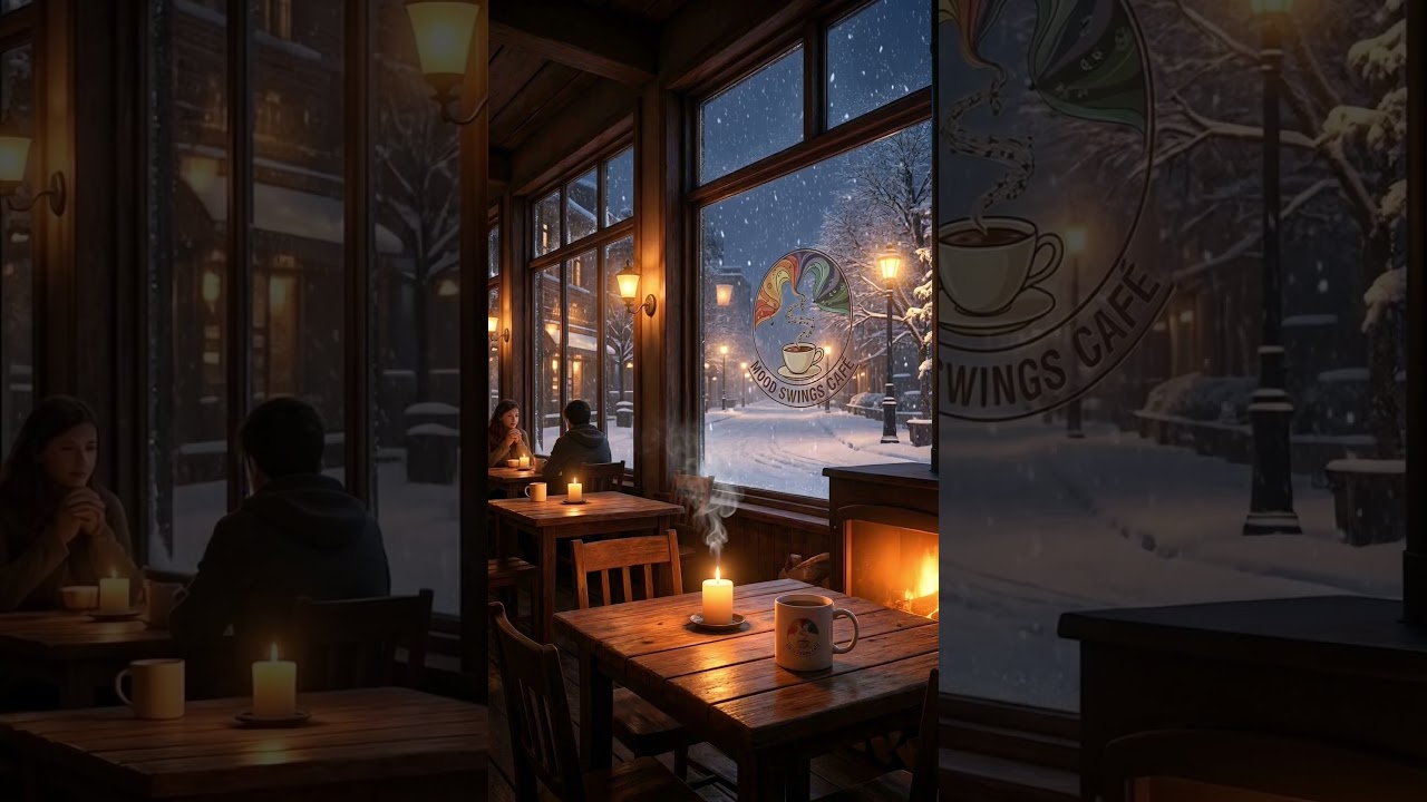Winter Café Escape ⛄ Smooth Jazz & Warm Fireplace for Cozy Morning 