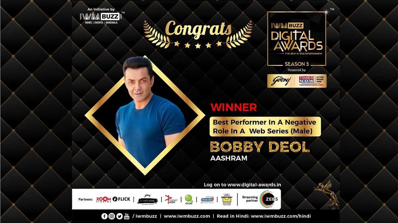 IWMBuzz Digital Awards Season 3: Bobby Deol's Winning Speech