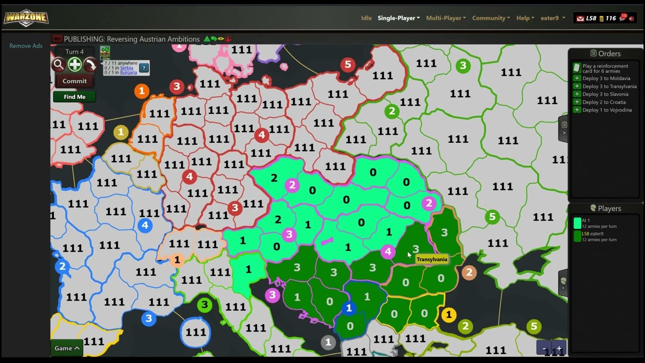 Reversing Austrian Ambitions Warzone.com Level published time-lapse