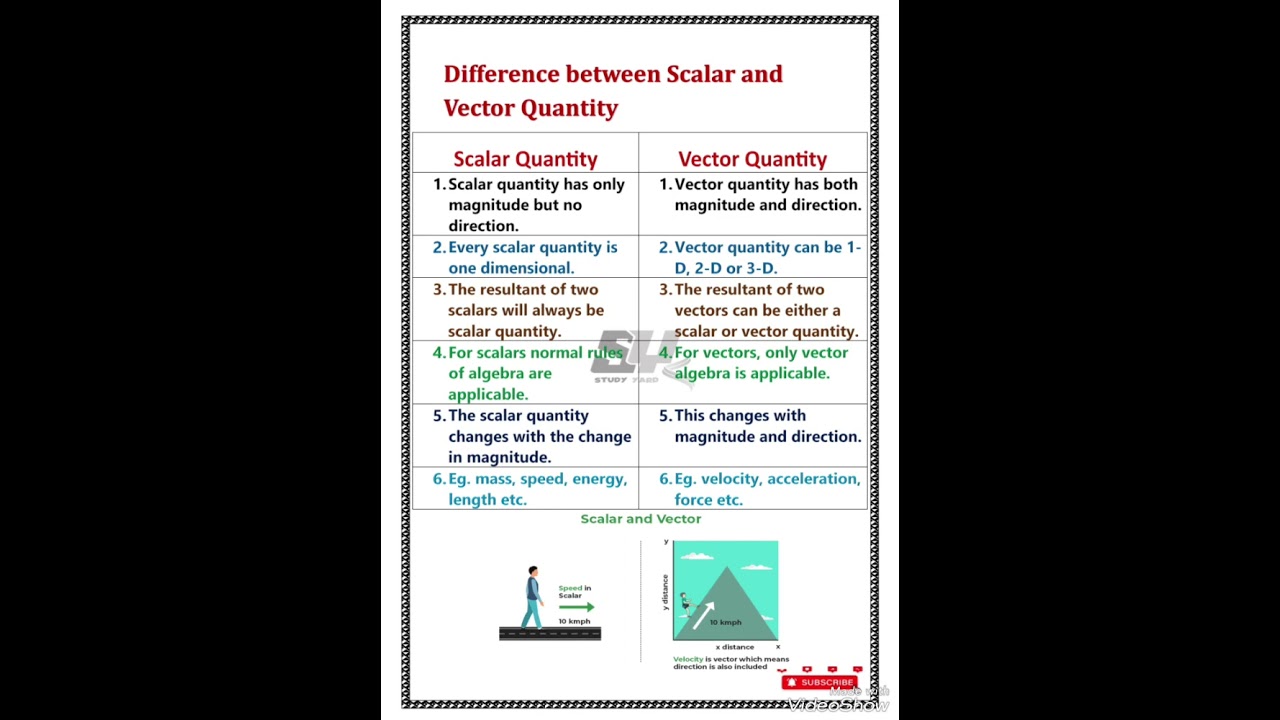 Difference between scalar and vector quantity class 11