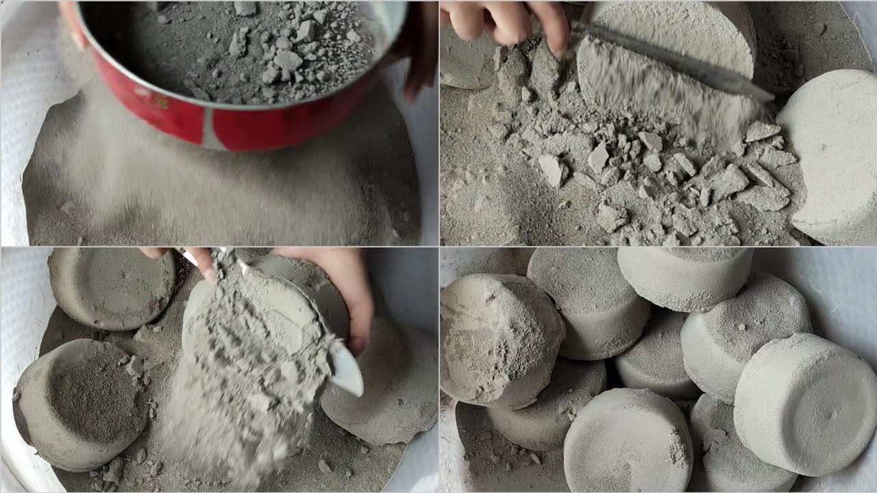 ASMR: soft dusty pure fine white cement sand dry crumbling+rubbing+shaving+sifting/subscribe plz