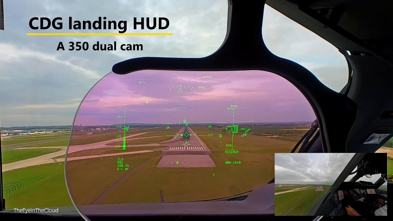 Landing CDG HUD A350 dual cam