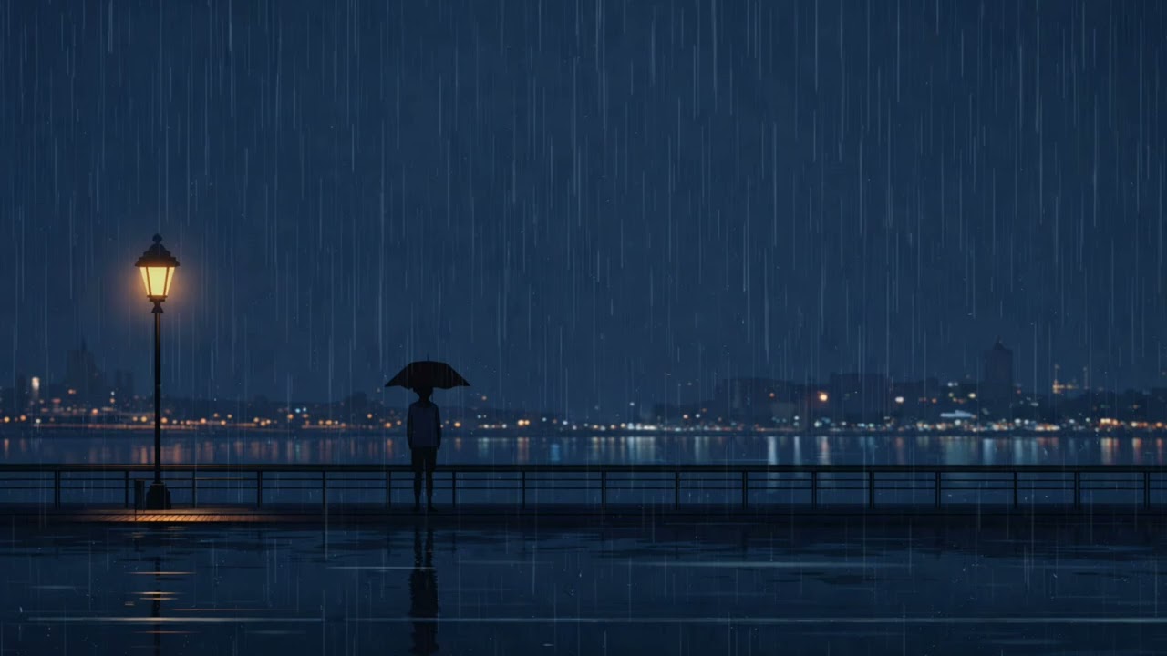 Rainy Midnight Streetlight – Calm Lofi Beats with Soft Rain for Deep Focus & Sleep