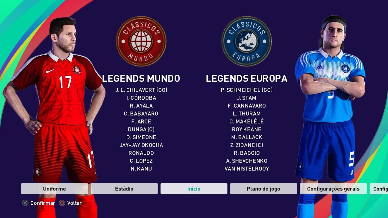 PES 2021 SEASON UPDATE - OPTION FILE - JOGADORES CLÁSSICOS / LEGEND PLAYERS