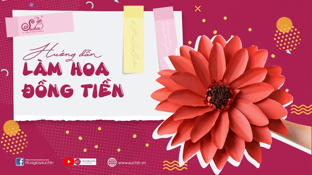 Hướng dẫn làm hoa đồng tiền handmade giấy mỹ thuật | Paper flower - Hoa giấy Suchin