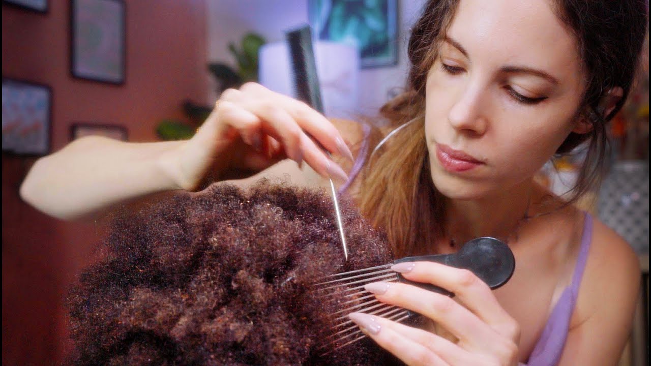 [ASMR] REALISTIC Afro Hair Detangling, Scalp Check & Scratching (Xtra Relaxing)