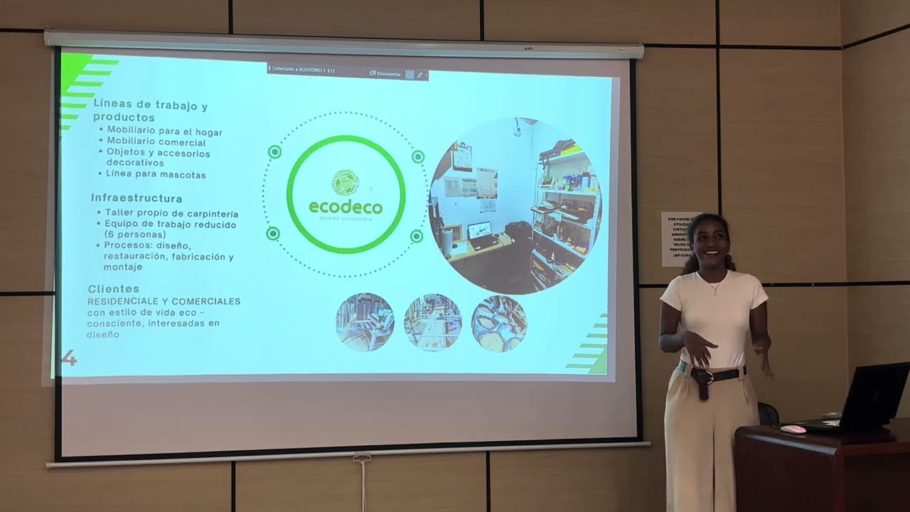 Juliana Muñoz Albornoz presenta su proyecto final de Diseño Industrial en pasantía en EcoDeco
