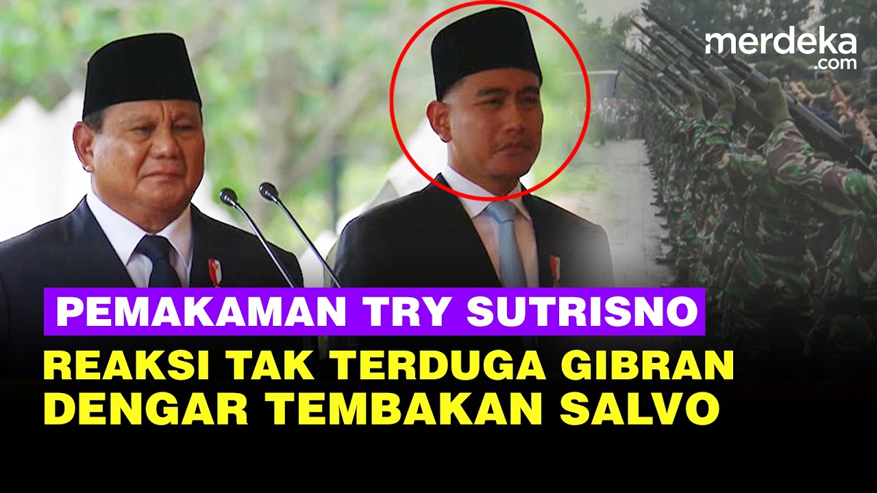 Reaksi Tak Terduga Wapres Gibran Dengar Tembakan Salvo Samping Prabowo di Pemakaman Try Sutrisno