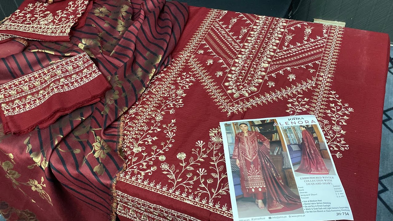 JOHRA Vol-Alenora Dhnak Lexury Embroiderd Winter Collection With Jacqurad Shawl | Wholesale Price