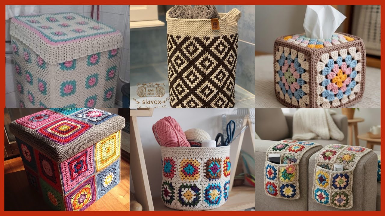 Granny Square Sofa Side Organizer | Crochet Couch Armrest Cover with Pockets |Handmade Storage Cover