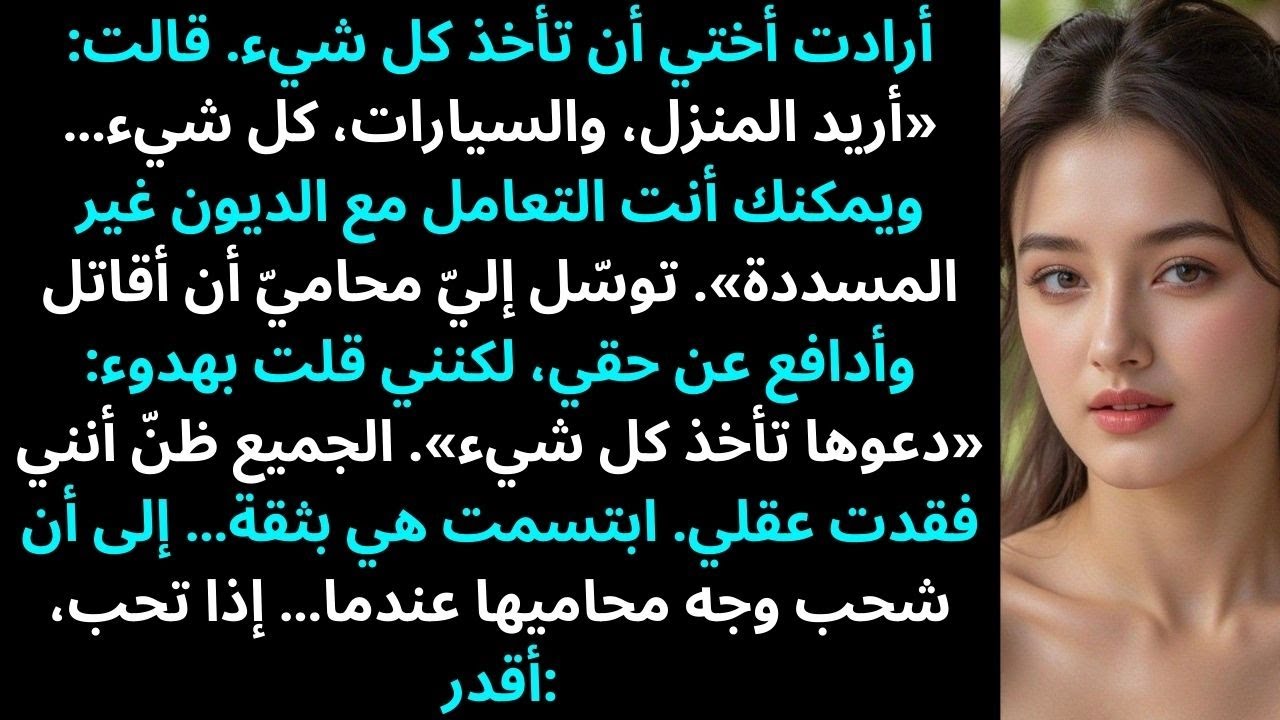 أعلنت أختي: «المنزل، السيارات… كل شيء لي».وتركتني بلا شيء سوى الديون.