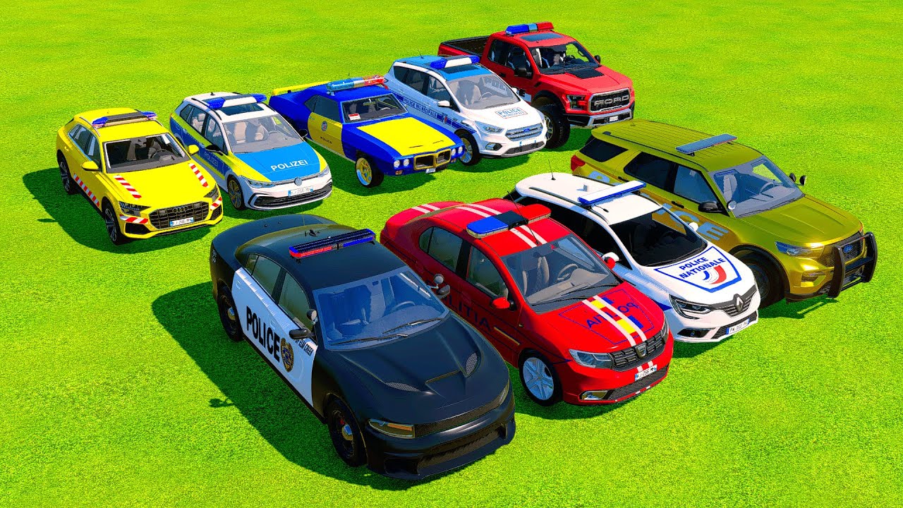 TRANSPORTING AND DRIVEN 9 POLICE CARS TO GARAGE FS22 VOL 13