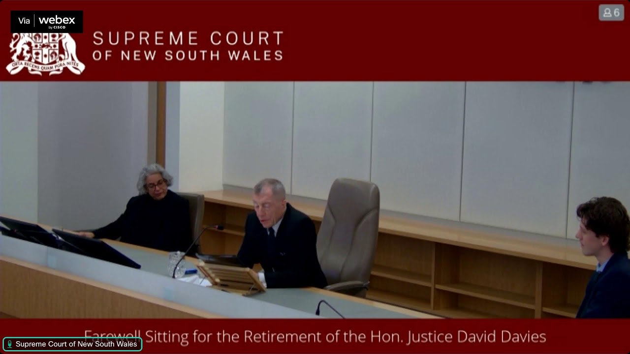 Farewell Sitting for the Retirement of the Hon. Justice David Davies - Fri 27 June 2025 at 9:15 AM