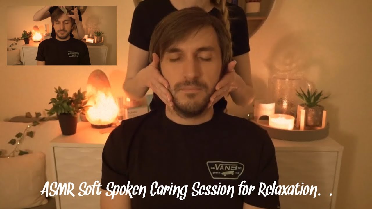 ASMR Taking Care Of my husband after a Stressful Day | Soft Spoken,Fabric, scalp & Jade comb sounds
