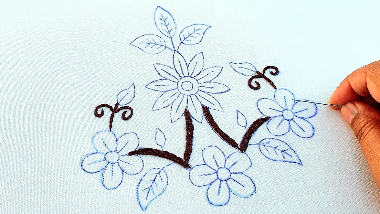 Beautiful flower embroidery design for pillow covers #embroidery #handmade 
