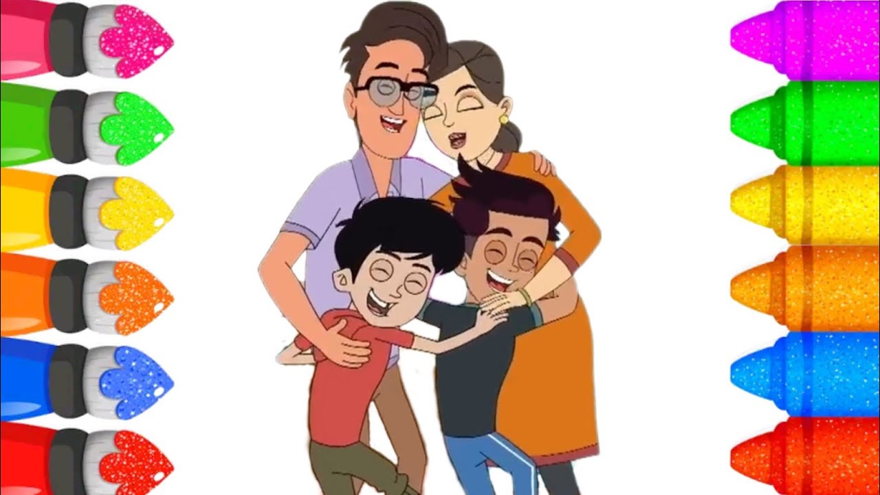Chikoo Aur Bunty family photo Art and colouring / Chiku Bunty cartoon drawing