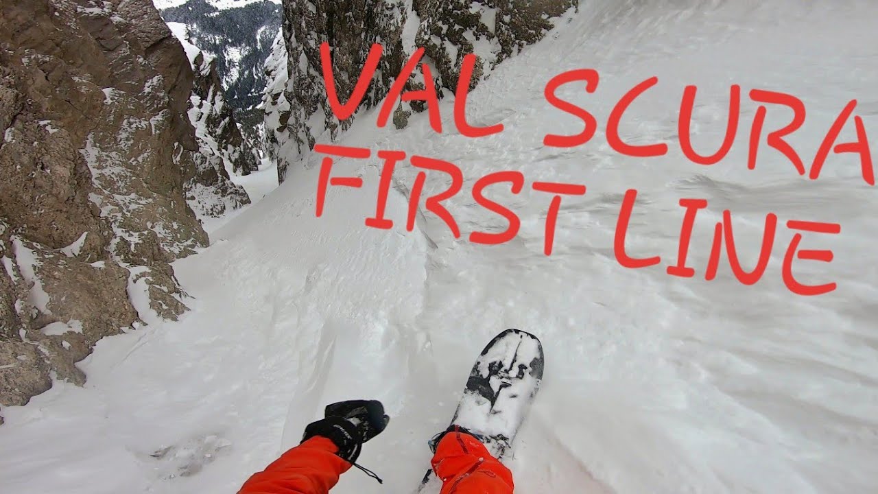VAL SCURA SASSONGHER TOP TO BOTTOM NON STOP - DOLOMITES STEEP COULOIR ALTA BADIA