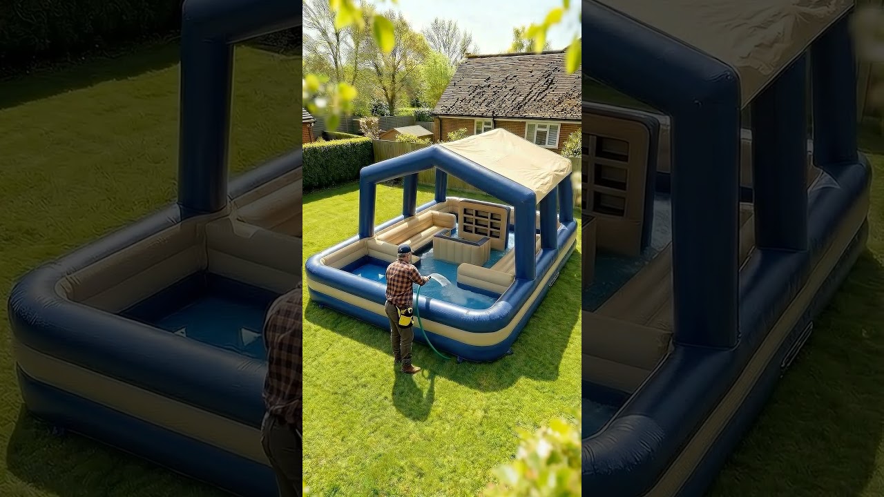DREAM BACKYARD PARTY POOL! 🍻 How to Set Up a Backyard Inflatable Bar #backyard #pooldesign